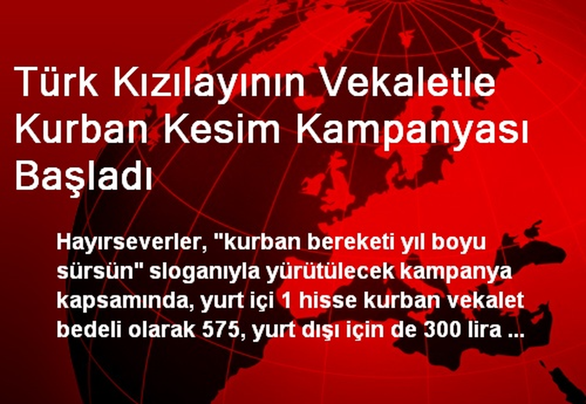Türk Kızılayının Vekaletle Kurban Kesim Kampanyası Başladı