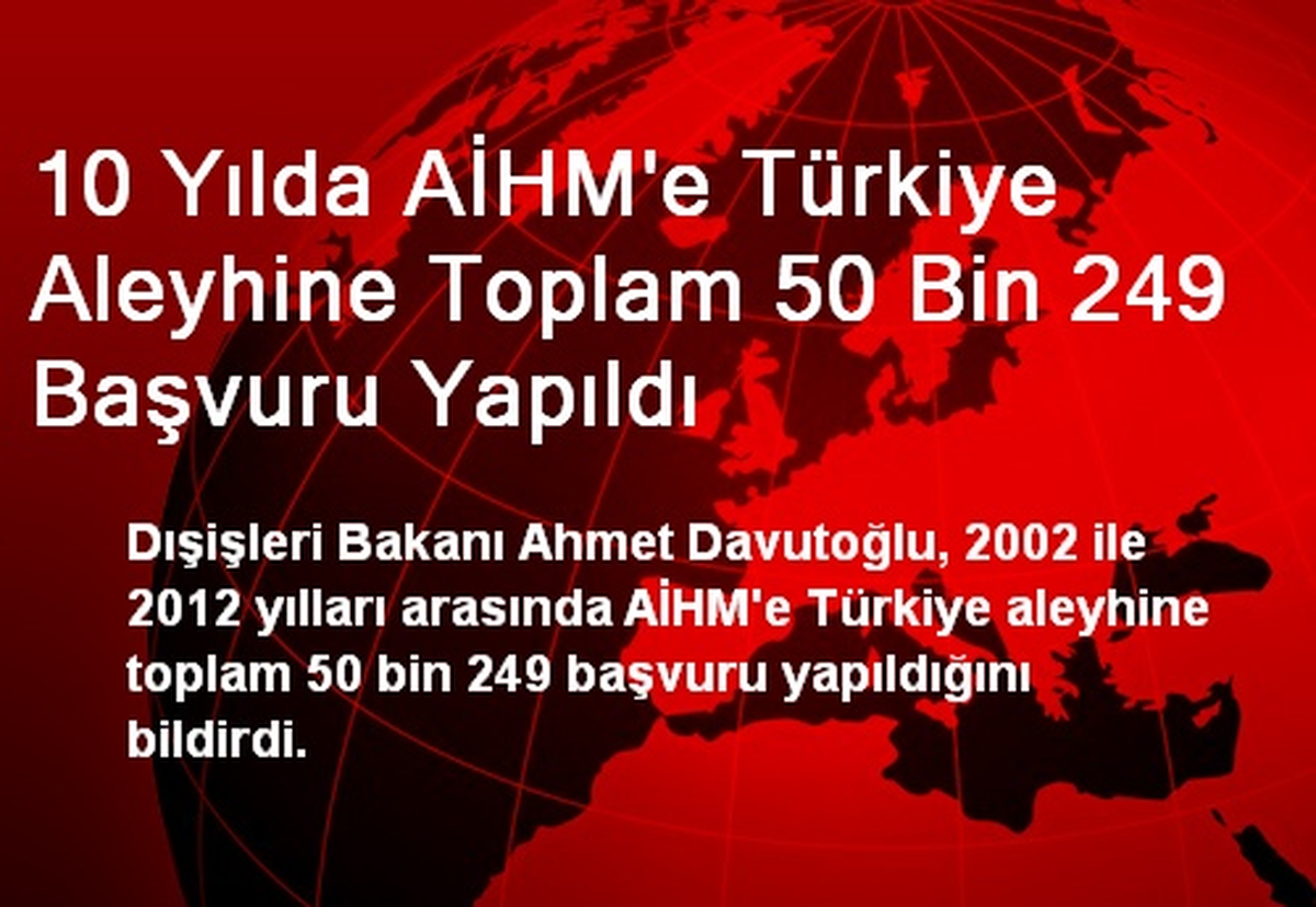 10 Yılda AİHM\'e Türkiye Aleyhine Toplam 50 Bin 249 Başvuru Yapıldı