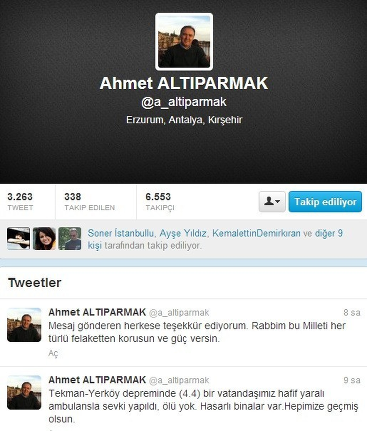 Deprem Sonrası Vali\'den Twitter Açıklaması
