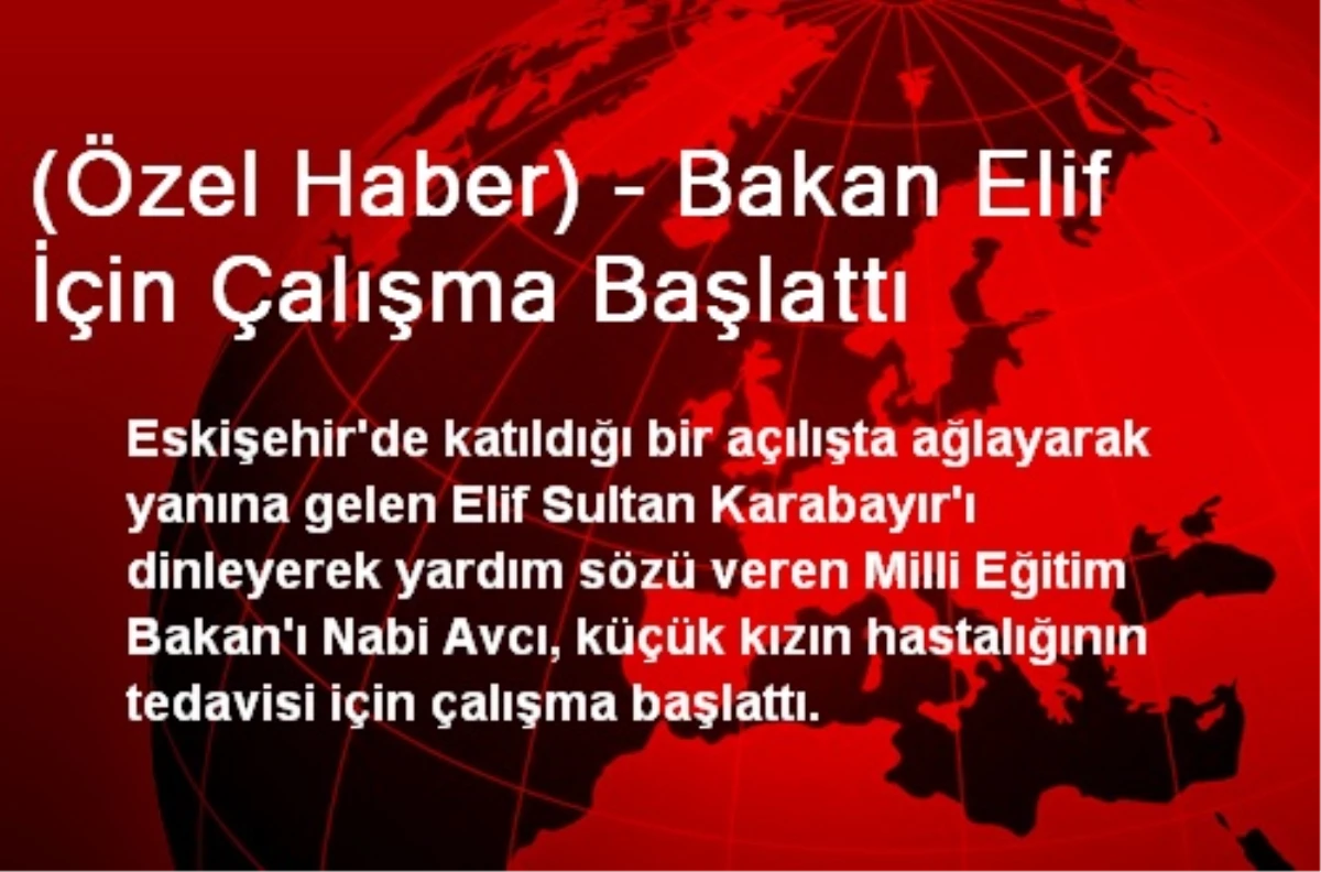 (Özel Haber) - Bakan Elif İçin Çalışma Başlattı