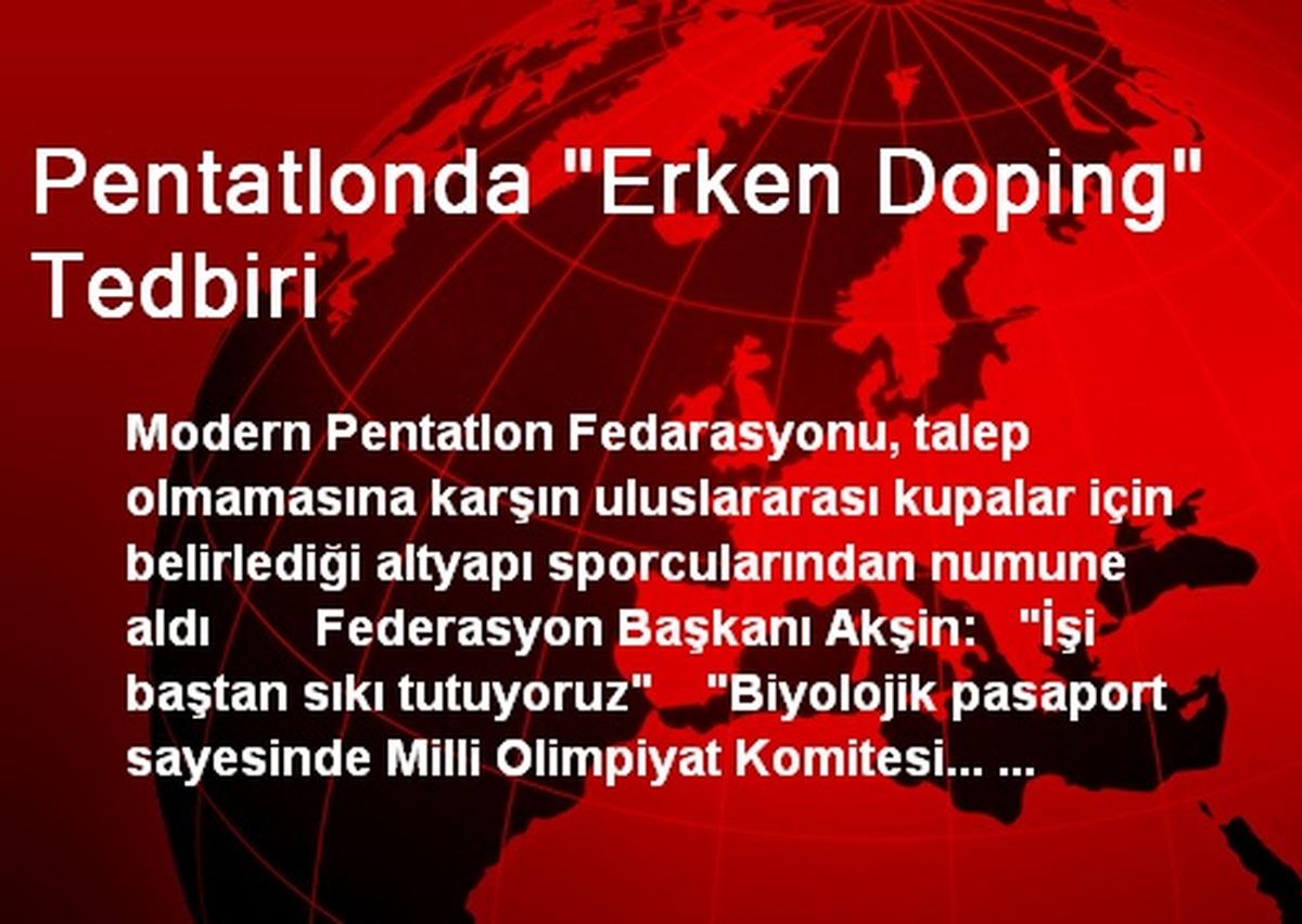 Pentatlonda "Erken Doping" Tedbiri