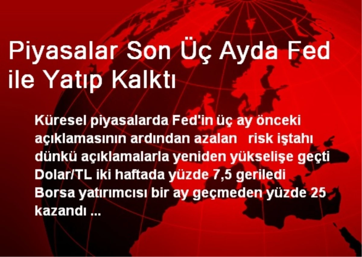 Piyasalar Son Üç Ayda Fed ile Yatıp Kalktı