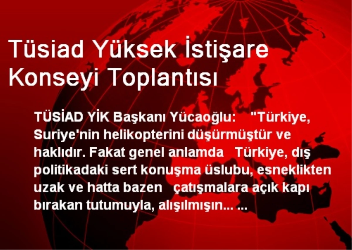 Tüsiad Yüksek İstişare Konseyi Toplantısı