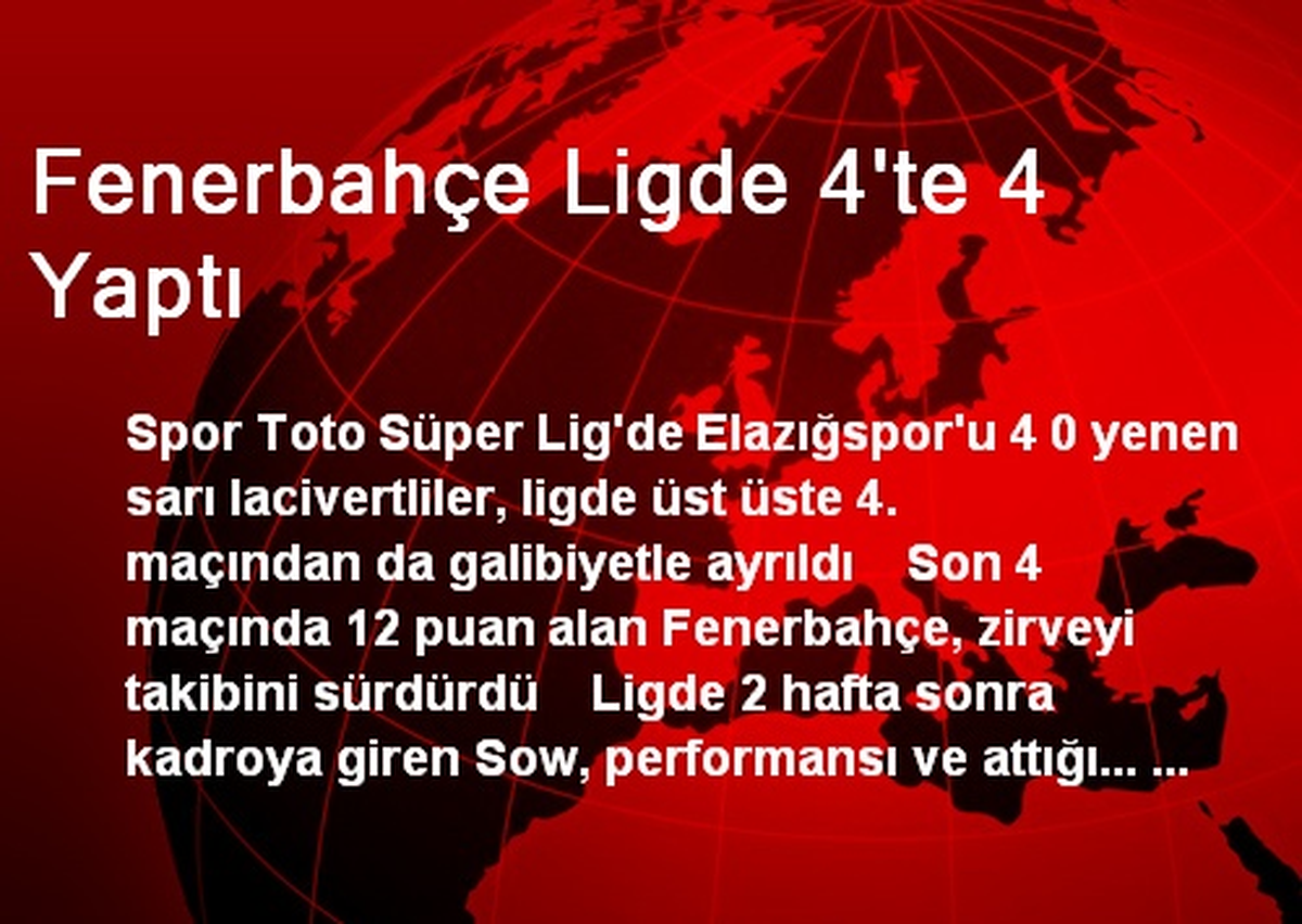Fenerbahçe Ligde 4\'te 4 Yaptı