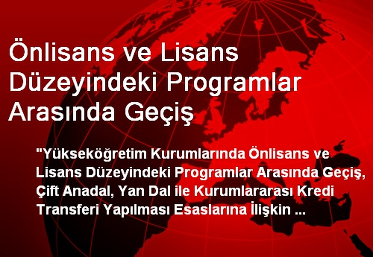 Önlisans ve Lisans Düzeyindeki Programlar Arasında Geçiş