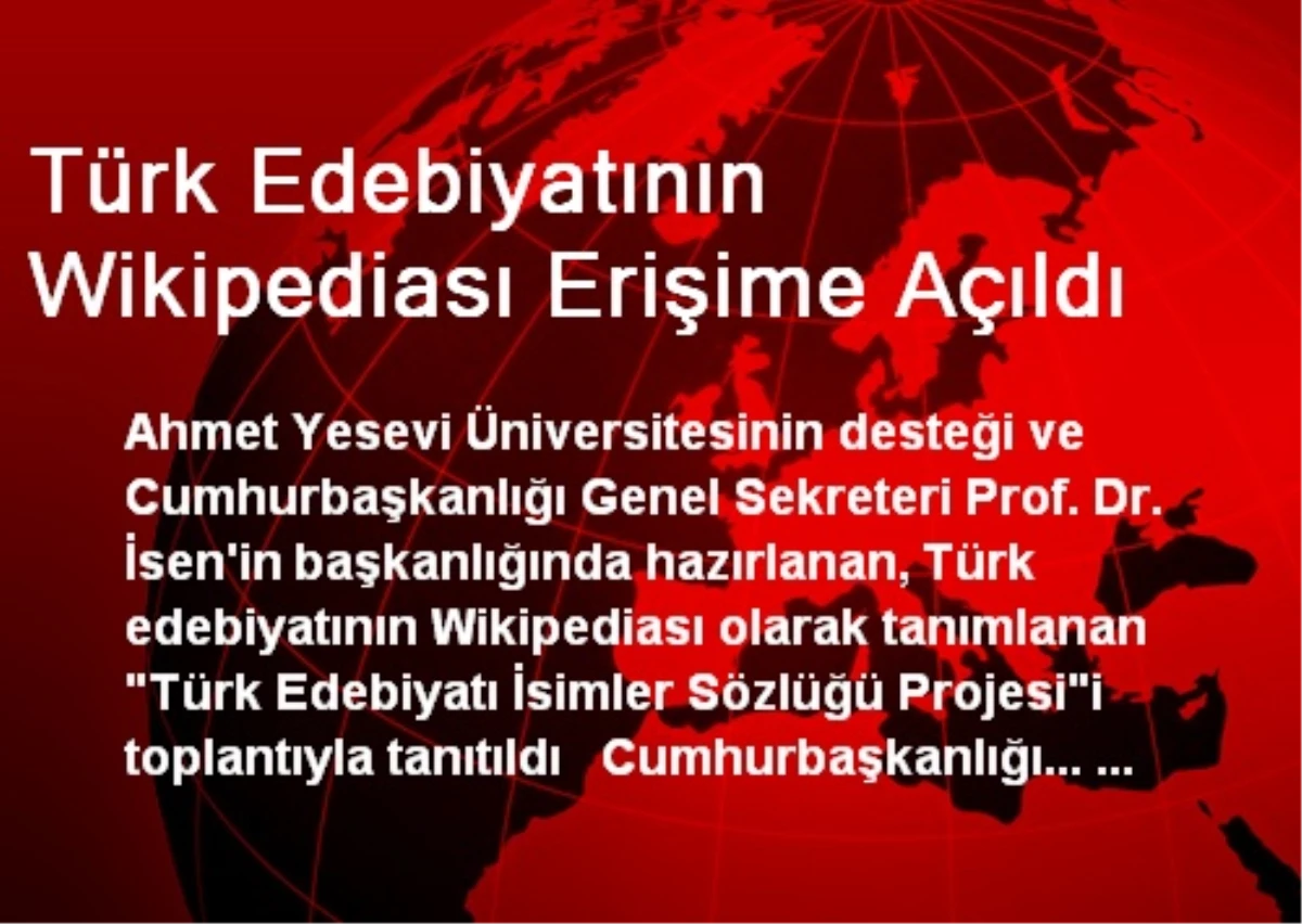 Türk Edebiyatının Wikipediası Erişime Açıldı