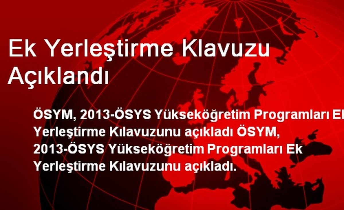 Ek Yerleştirme Klavuzu Açıklandı