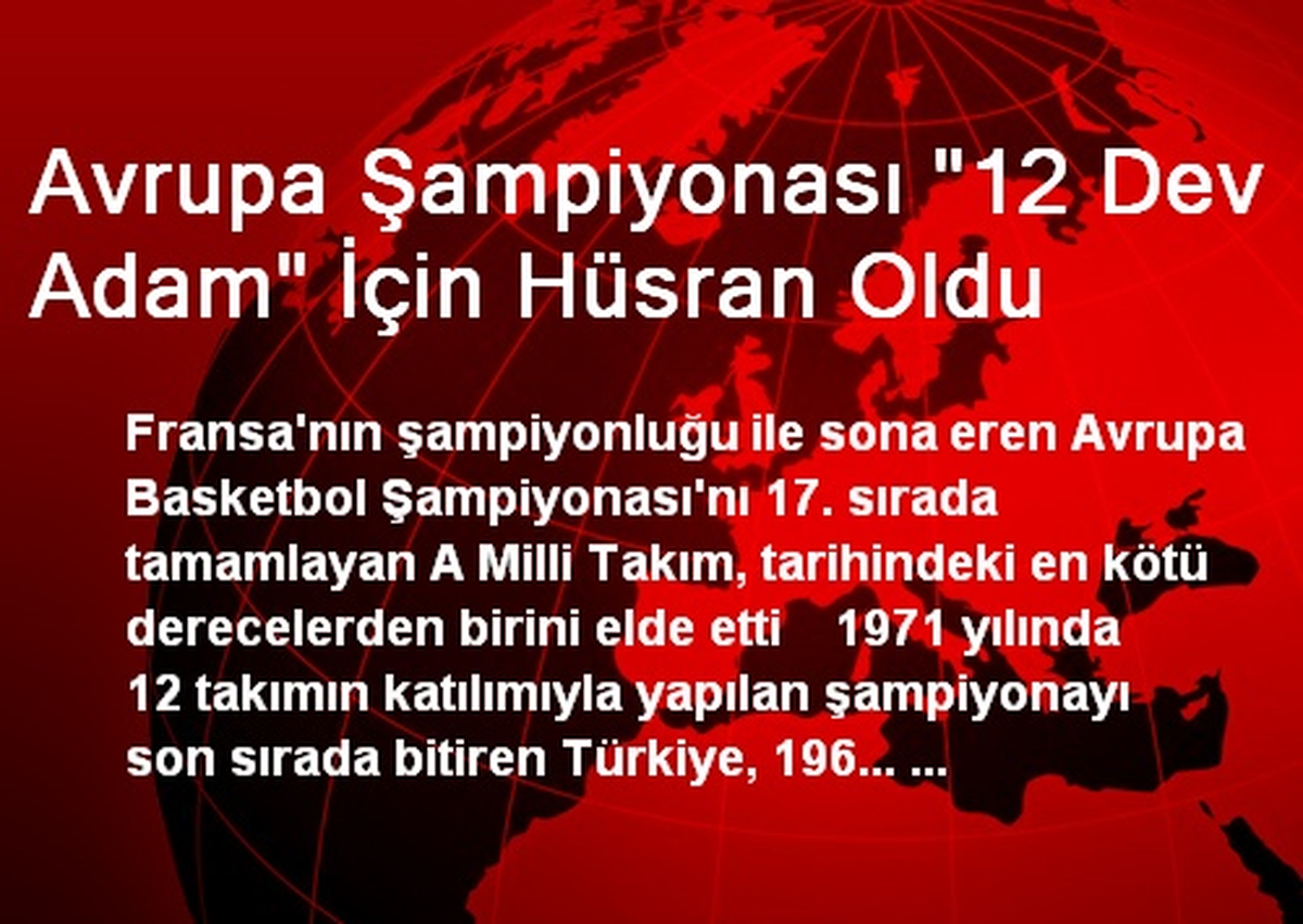 Avrupa Şampiyonası "12 Dev Adam" İçin Hüsran Oldu