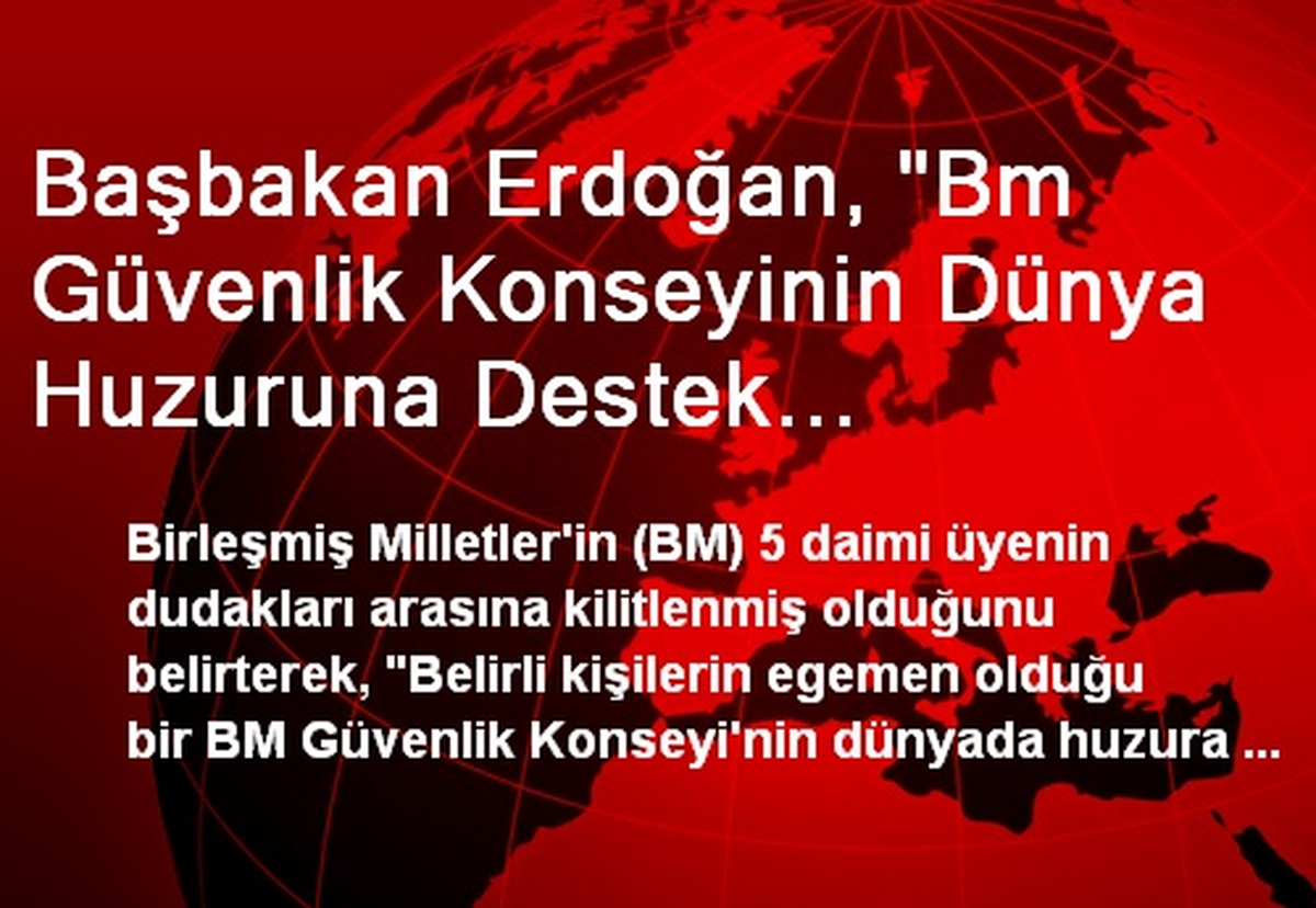 Başbakan Erdoğan, "Bm Güvenlik Konseyinin Dünya Huzuruna Destek Sağladığına İnanmıyorum"