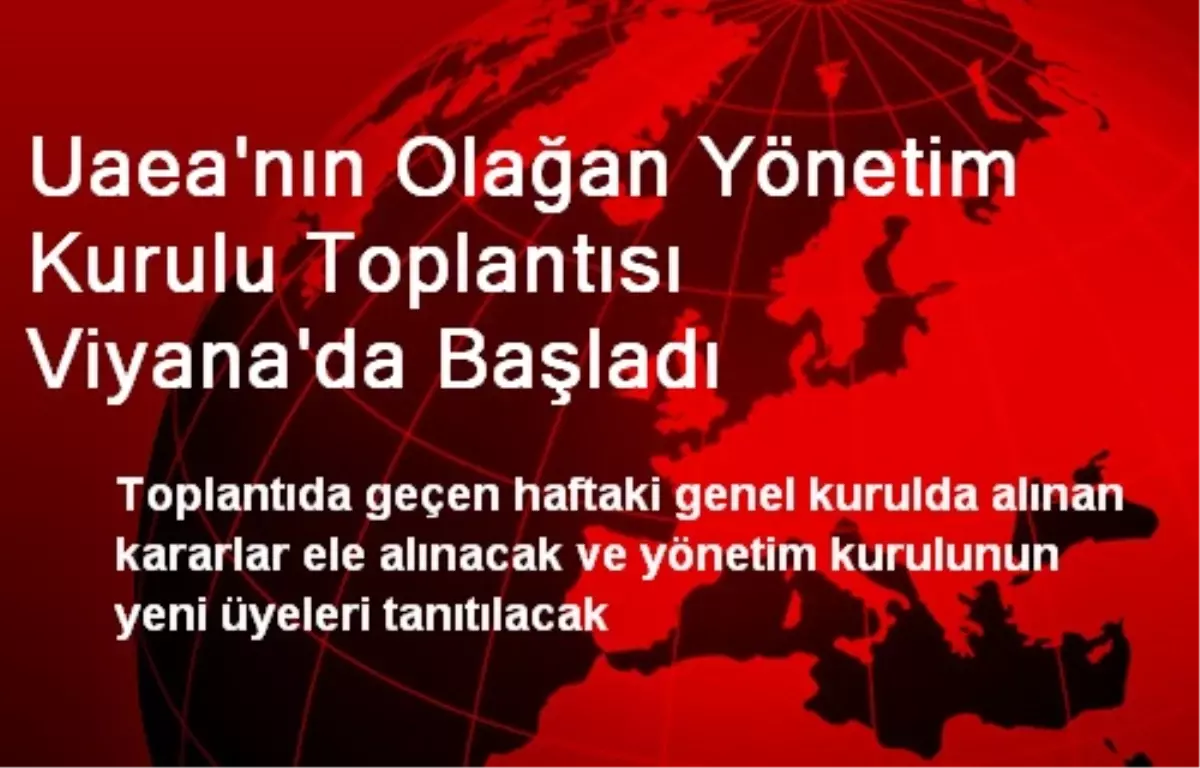 Uaea\'nın Olağan Yönetim Kurulu Toplantısı Viyana\'da Başladı