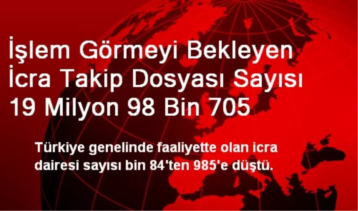 İşlem Görmeyi Bekleyen İcra Takip Dosyası Sayısı 19 Milyon 98 Bin 705