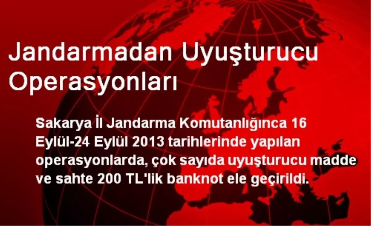 Jandarmadan Uyuşturucu Operasyonları