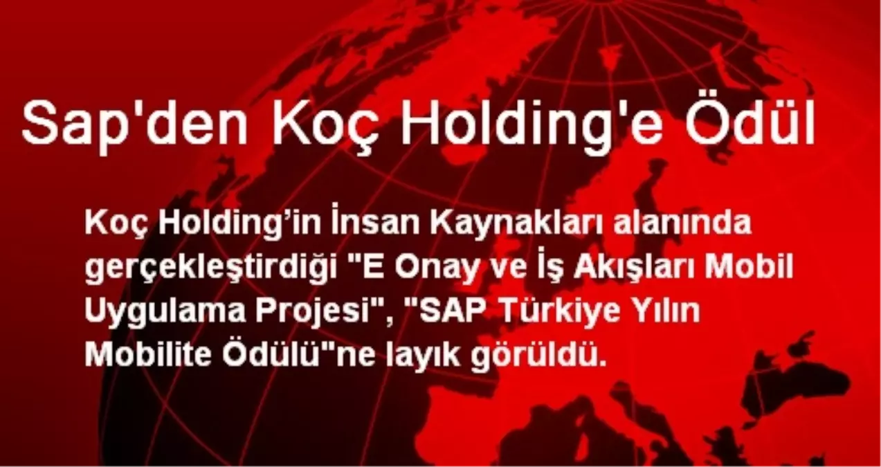 Sap\'den Koç Holding\'e Ödül