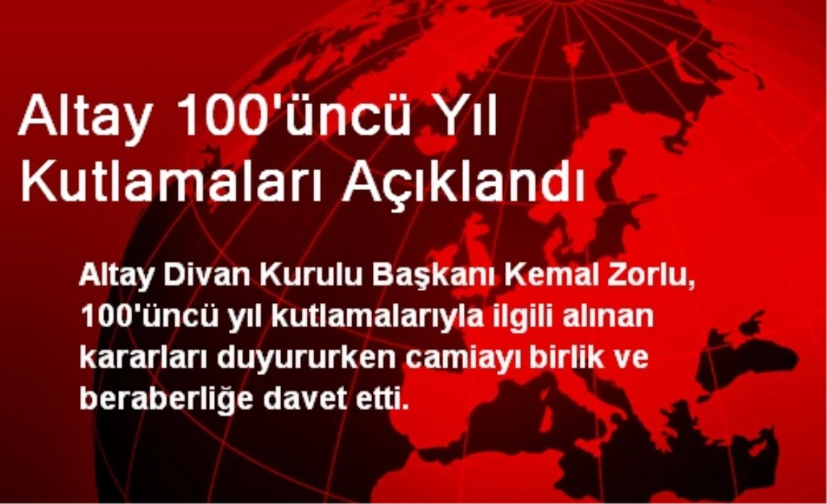 Altay 100\'üncü Yıl Kutlamaları Açıklandı