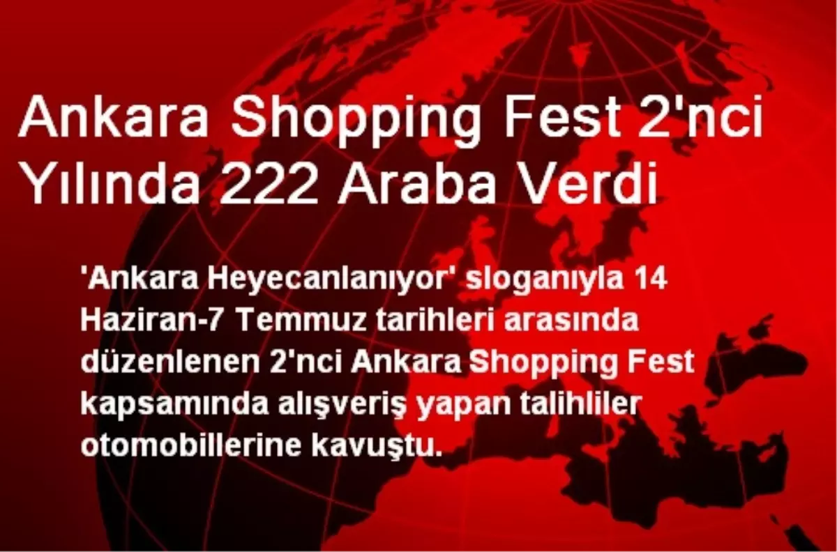 Ankara Shopping Fest 2\'nci Yılında 222 Araba Verdi