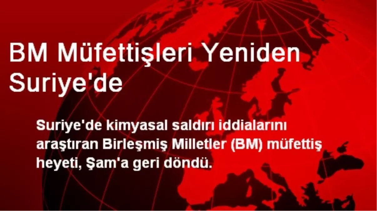 BM Müfettişleri Yeniden Suriye\'de