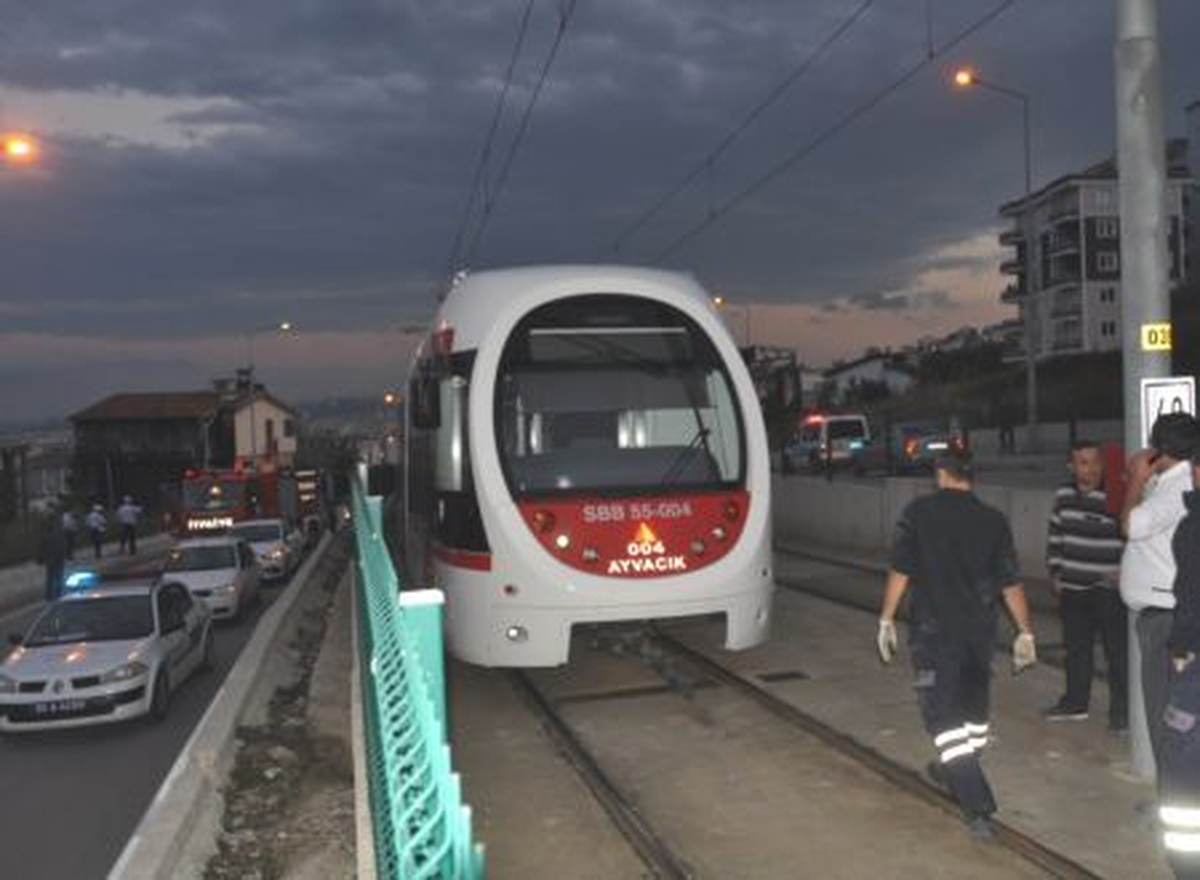 Samsun\'da Tramvayda Yangın