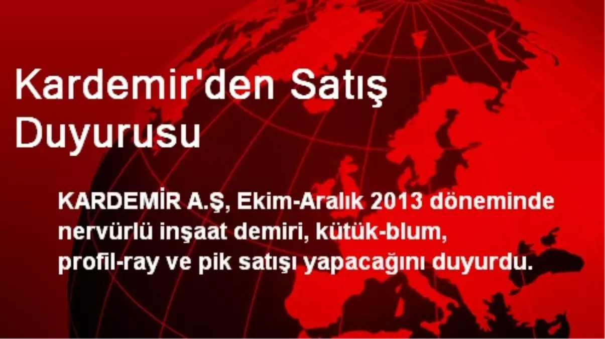 Kardemir\'den Satış Duyurusu