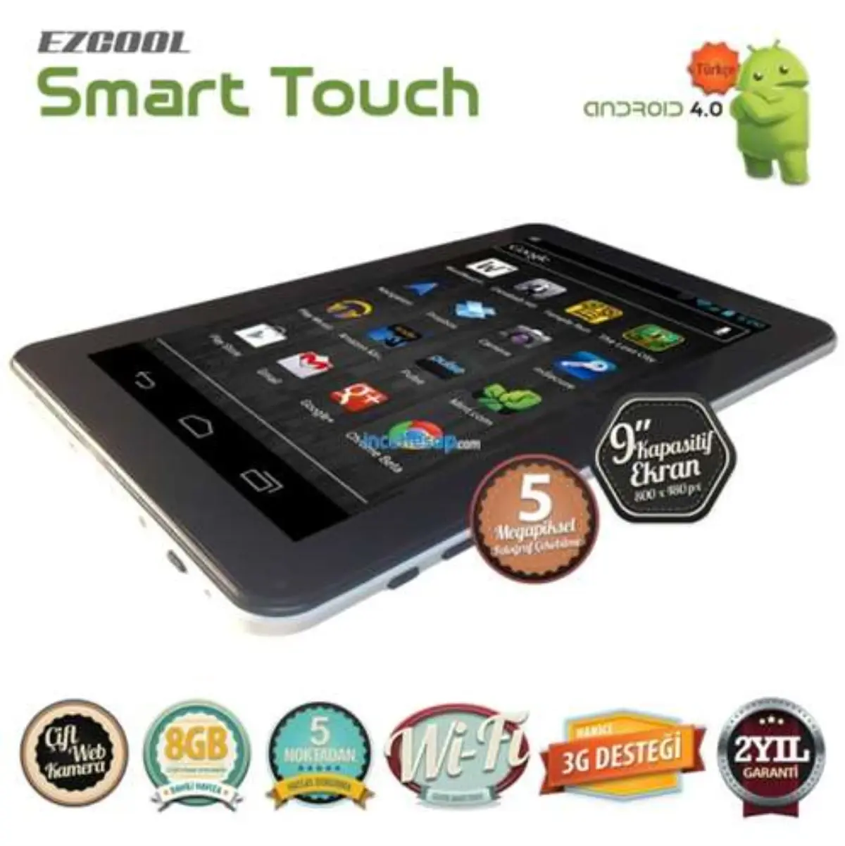 Ezcool Smart Touch 9 İnch Kapasitif Ekran 8 Gb Tablet Pc (Hediyeli) + Klavyeli Kılıf