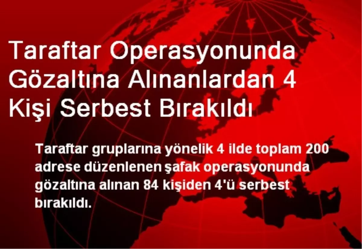 Taraftar Operasyonunda Gözaltına Alınanlardan 4 Kişi Serbest Bırakıldı