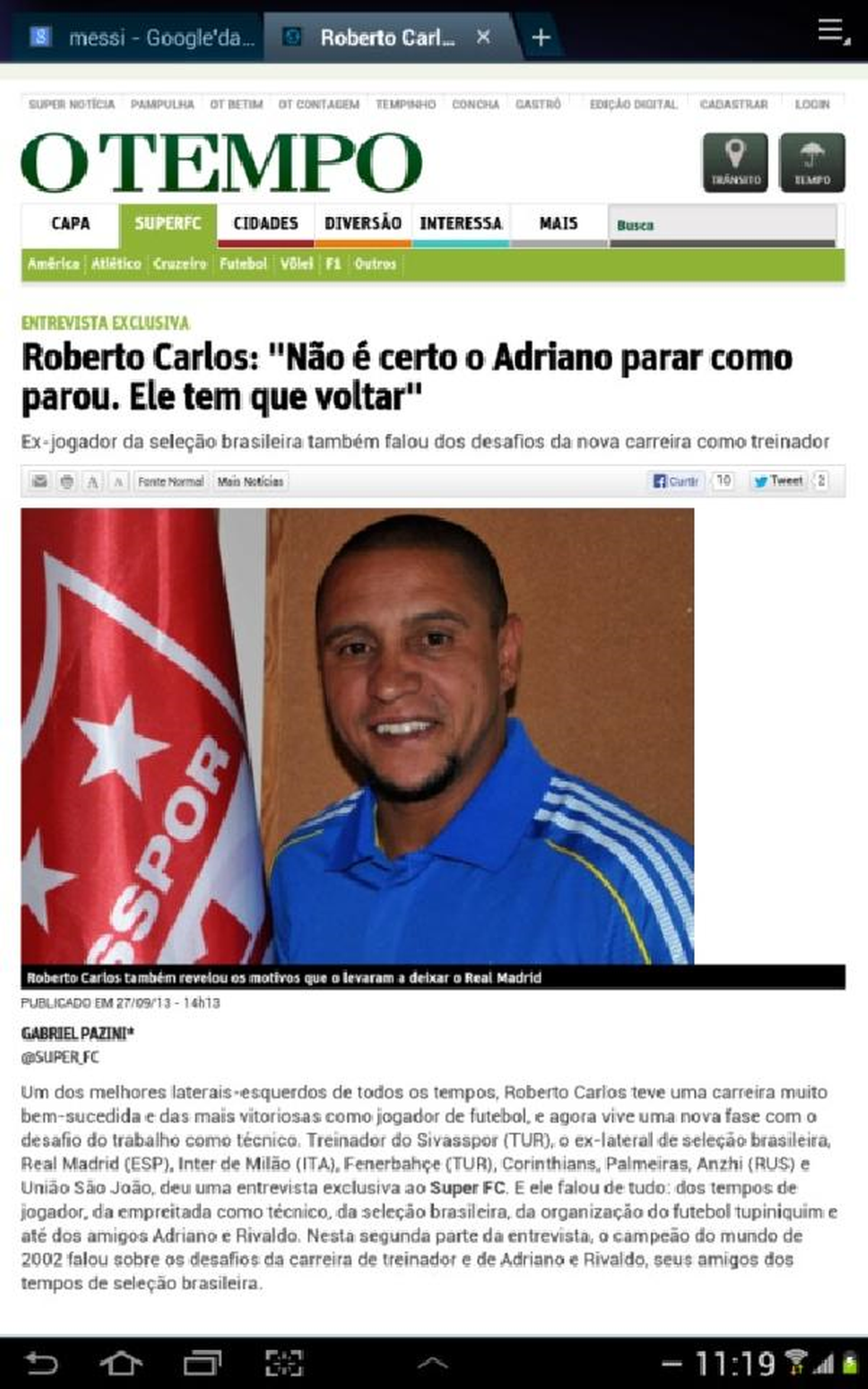 Roberto Carlos, Brezilya Basınına Konuştu