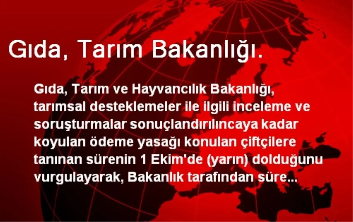 Gıda, Tarım Bakanlığı.