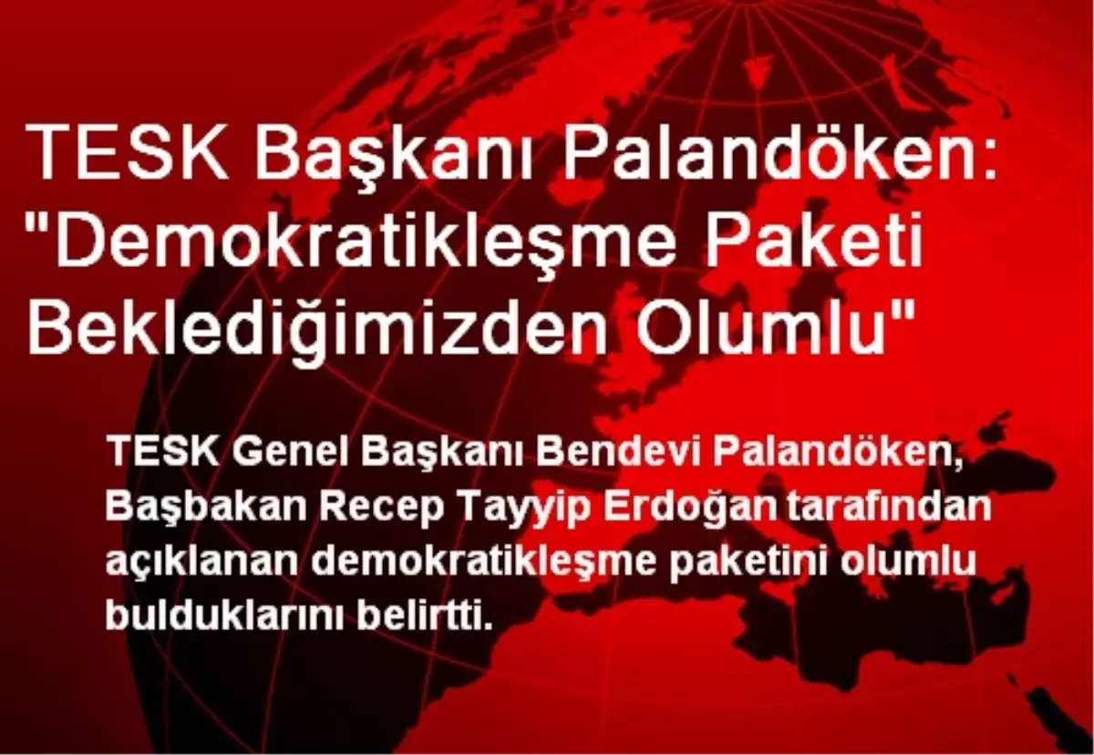 TESK Başkanı Palandöken: "Demokratikleşme Paketi Beklediğimizden Olumlu"