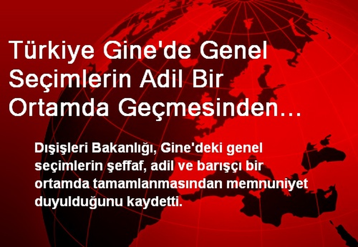 Türkiye Gine\'de Genel Seçimlerin Adil Bir Ortamda Geçmesinden Memnuniyet Duydu