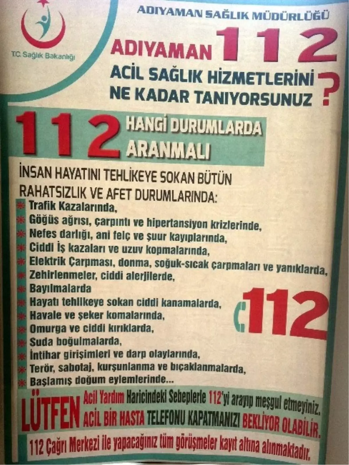 112 Acil Servis Ne Zaman Aranmalıdır