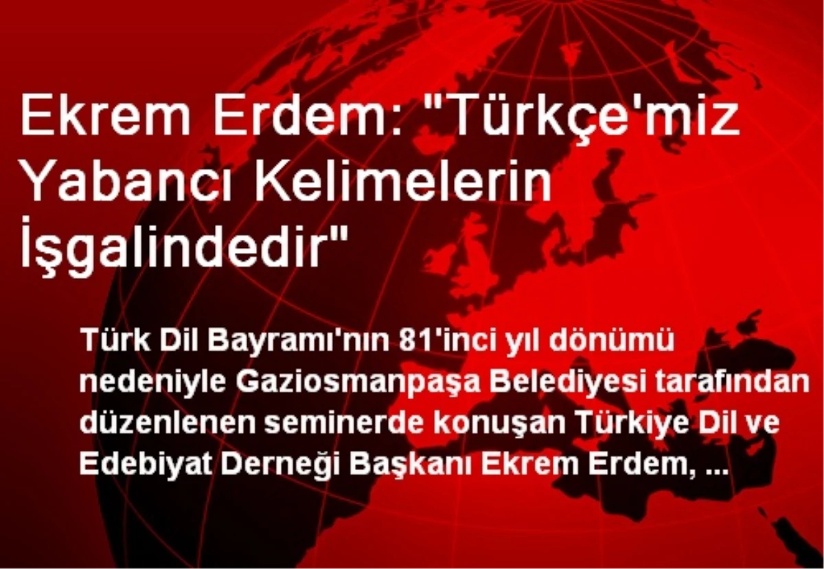Ekrem Erdem: "Türkçe\'miz Yabancı Kelimelerin İşgalindedir"