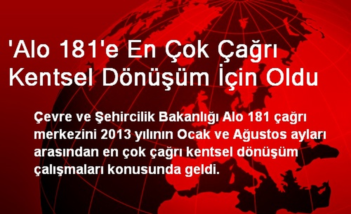 \'Alo 181\'e En Çok Çağrı Kentsel Dönüşüm İçin Oldu
