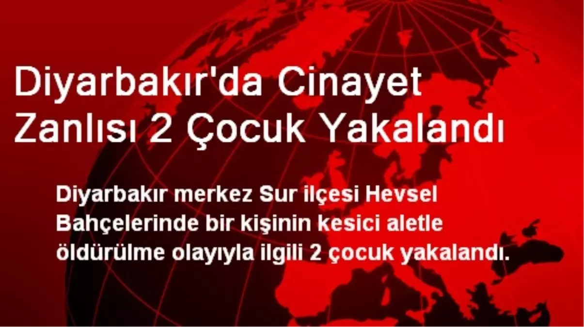 Diyarbakır\'da Cinayet Zanlısı 2 Çocuk Yakalandı