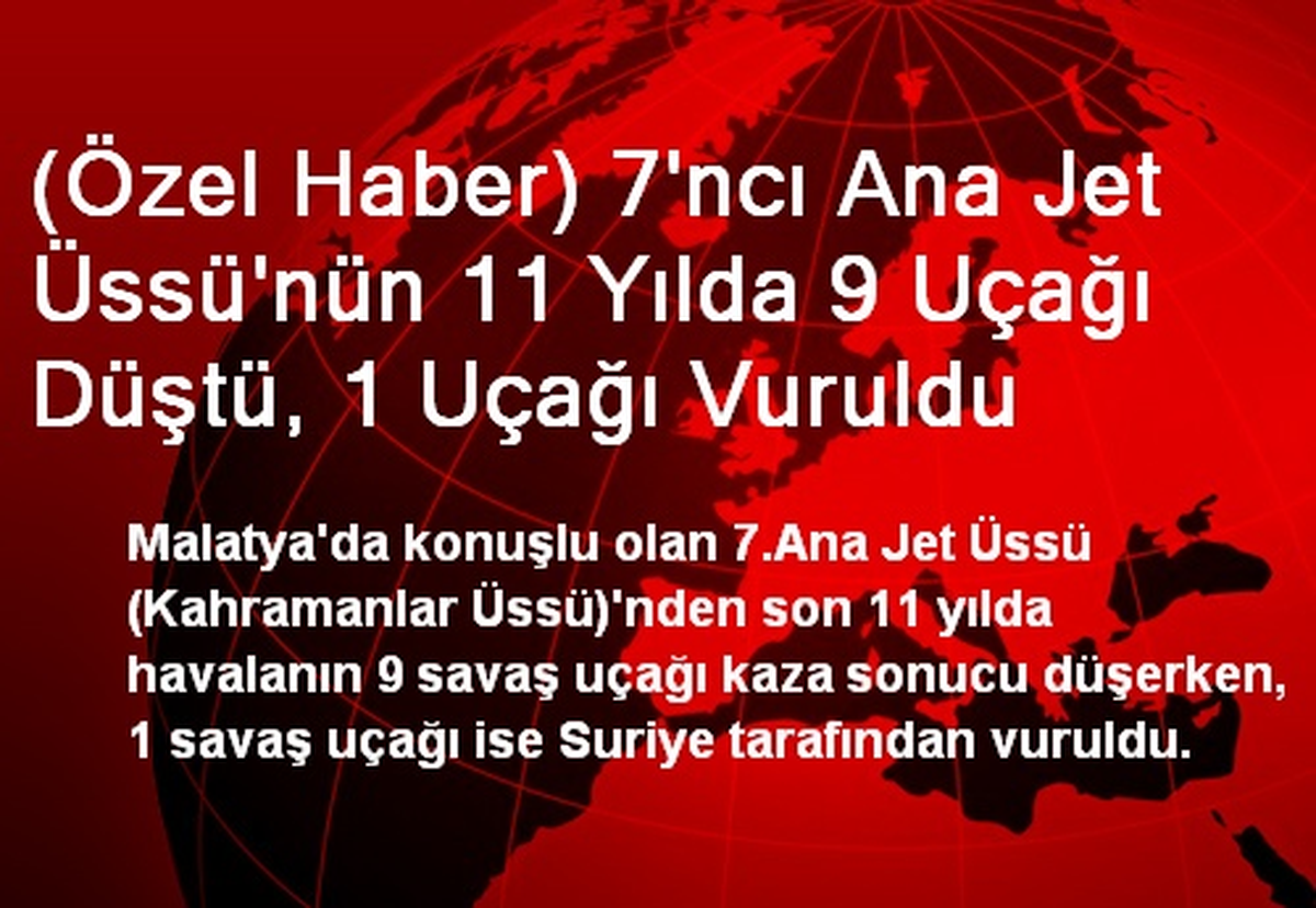 (Özel Haber) 7\'ncı Ana Jet Üssü\'nün 11 Yılda 9 Uçağı Düştü, 1 Uçağı Vuruldu