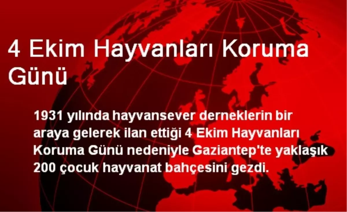 Gaziantep\'te Çocuklardan Hayvanları Koruma Günü Gezisi