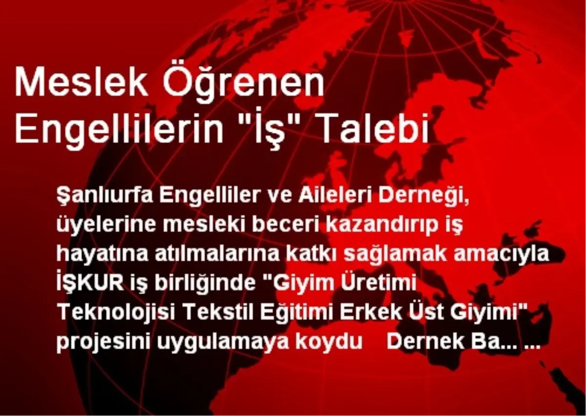 Meslek Öğrenen Engellilerin "İş" Talebi