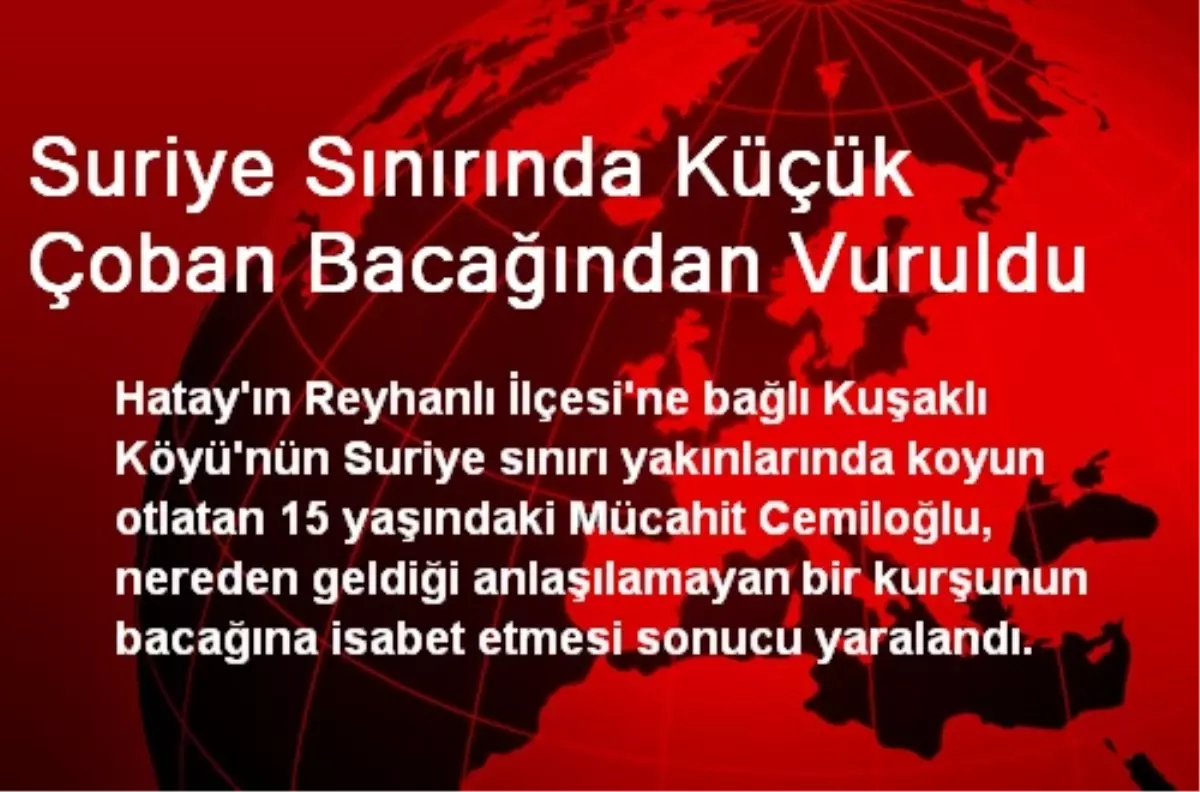 Suriye Sınırında Küçük Çoban Bacağından Vuruldu