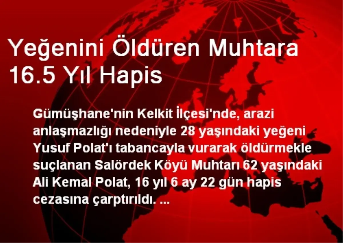 Yeğenini Öldüren Muhtara 16.5 Yıl Hapis