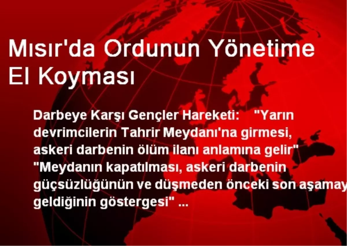 Mısır\'da Ordunun Yönetime El Koyması