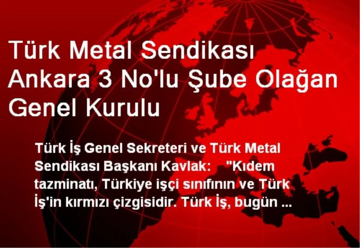 Türk Metal Sendikası Ankara 3 No\'lu Şube Olağan Genel Kurulu