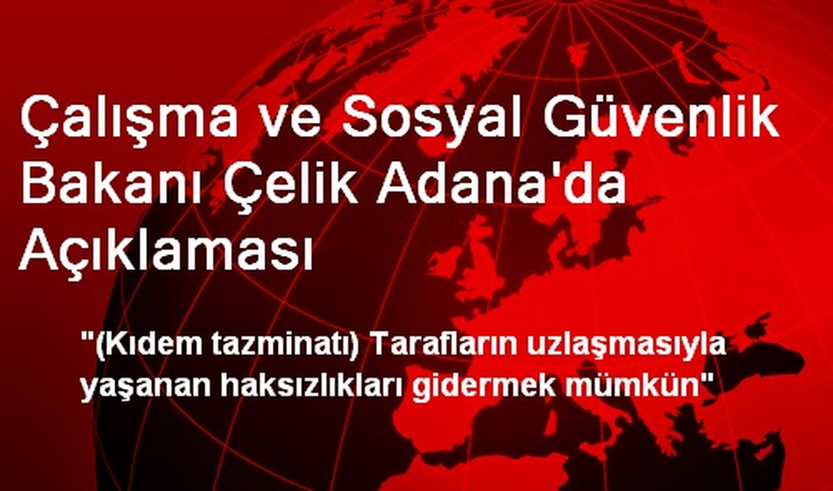 Çalışma ve Sosyal Güvenlik Bakanı Çelik Adana\'da Açıklaması