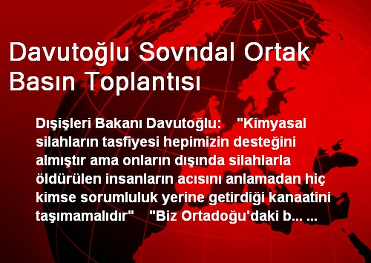 Davutoğlu Sovndal Ortak Basın Toplantısı