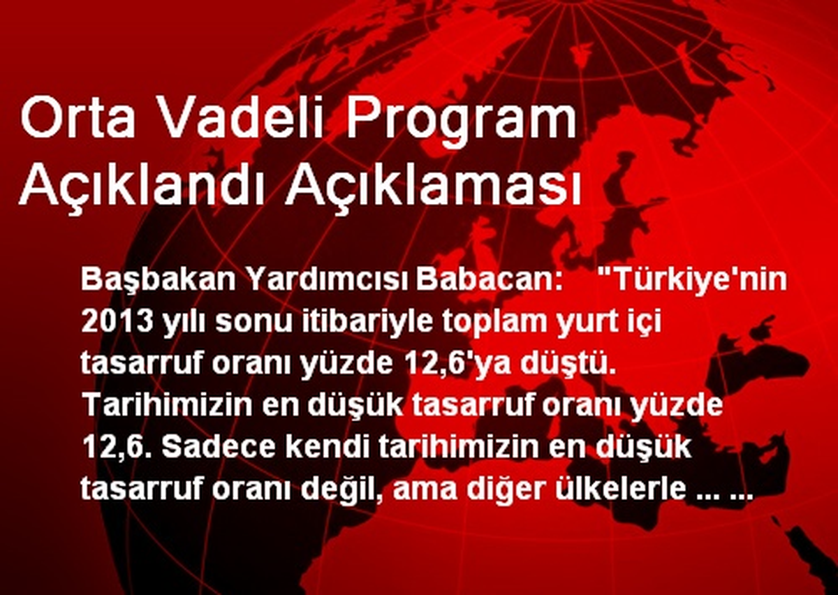 Orta Vadeli Program Açıklandı Açıklaması