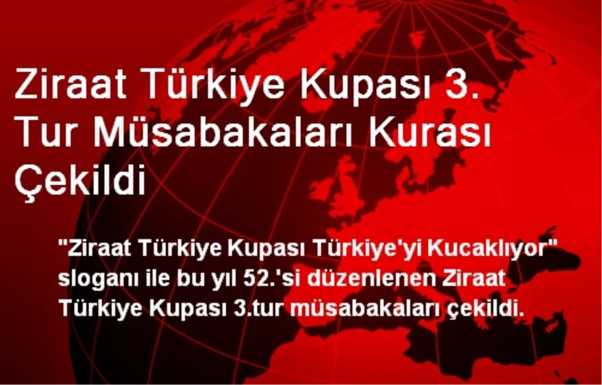Ziraat Türkiye Kupası 3. Tur Müsabakaları Kurası Çekildi
