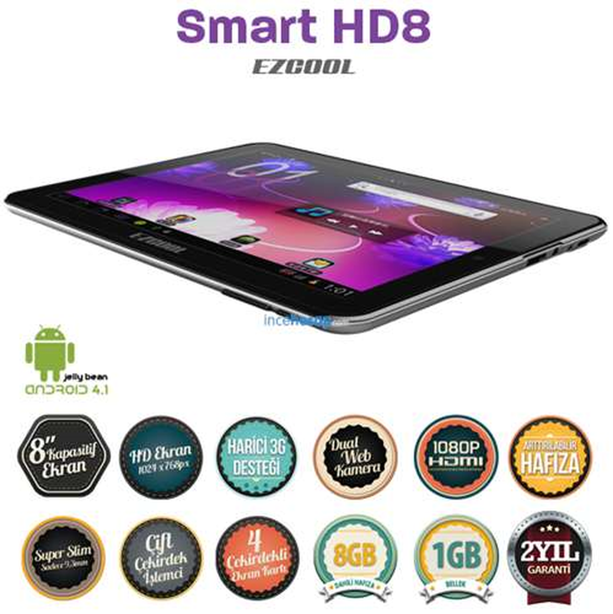 Ezcool Smart Hd8 8" 1gb 8g Dcore Dcam Tablet