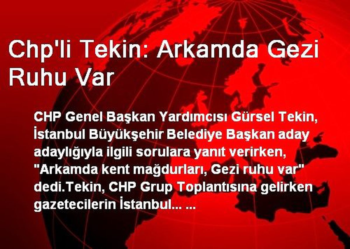 Chp\'li Tekin: Arkamda Gezi Ruhu Var