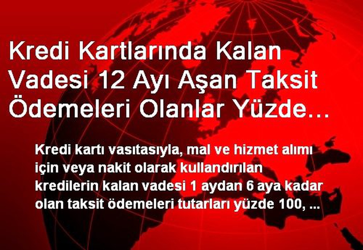 Kredi Kartlarında Kalan Vadesi 12 Ayı Aşan Taksit Ödemeleri Olanlar Yüzde 250 Risk Ağırlığa Tabi...