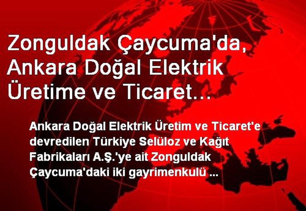 Zonguldak Çaycuma\'da, Ankara Doğal Elektrik Üretime ve Ticaret Devredilen İki Gayrimenkul...
