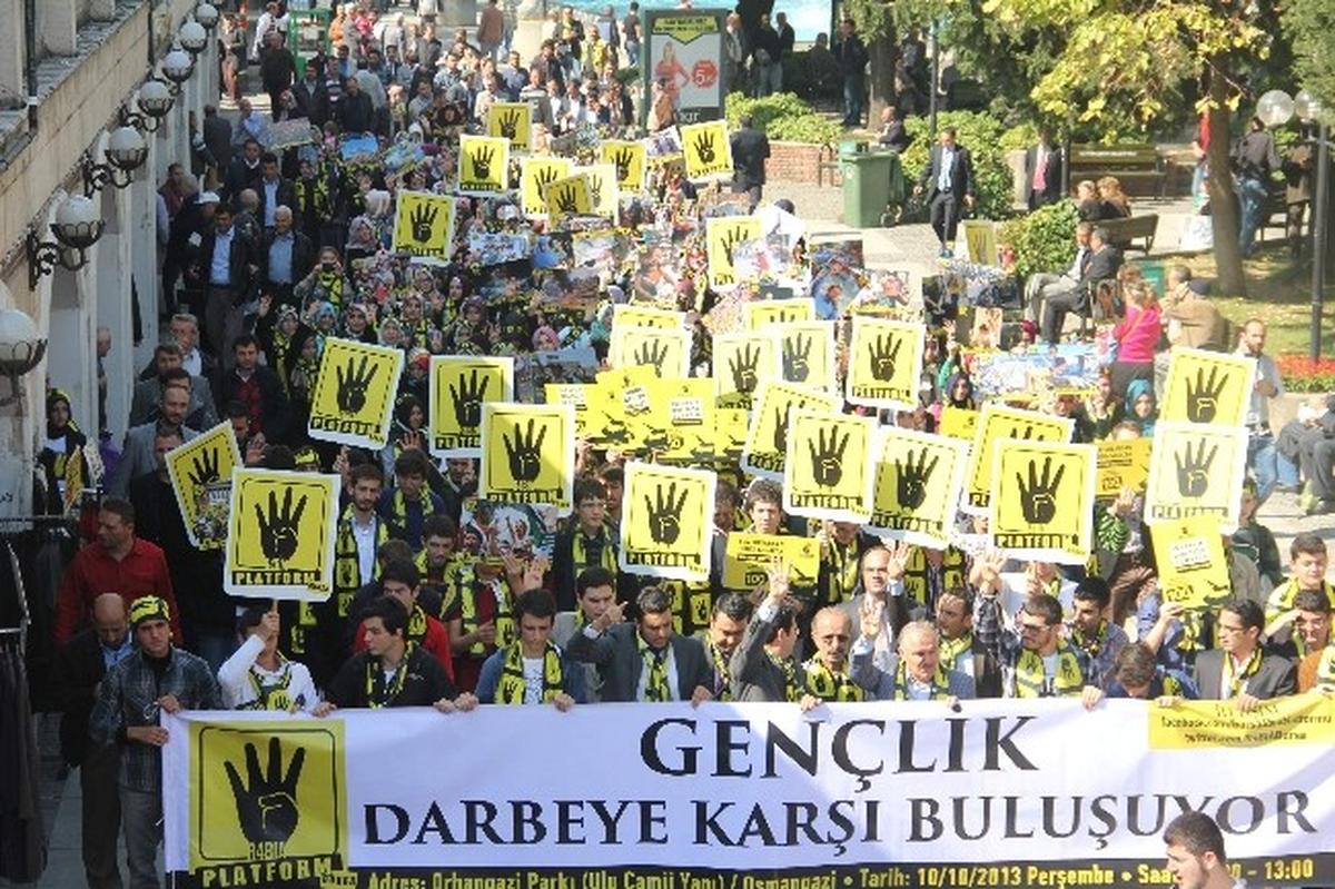 Mısır Darbesinin 100. Gününde Bursa\'da Rabia Eylemi