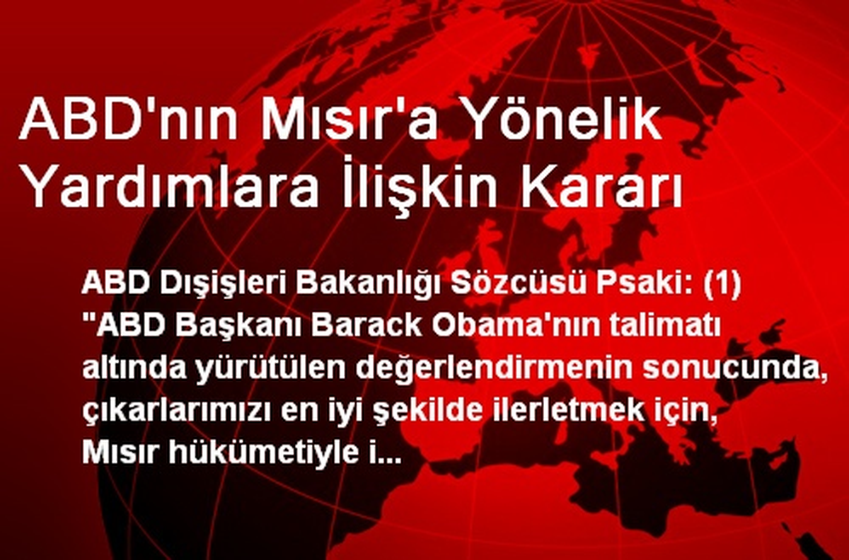 ABD\'nın Mısır\'a Yönelik Yardımlara İlişkin Kararı