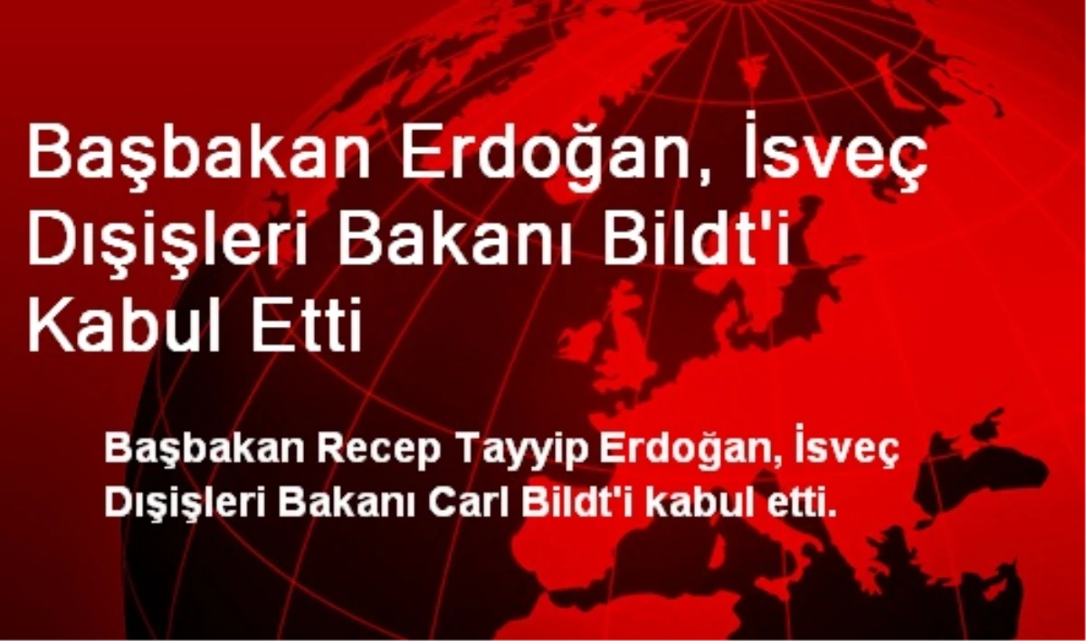 Başbakan Erdoğan, İsveç Dışişleri Bakanı Bildt\'i Kabul Etti